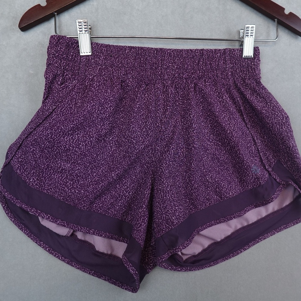 Athleta Printed Mesh Racer Run Short 4" Purple Womens Size XXS Athletic